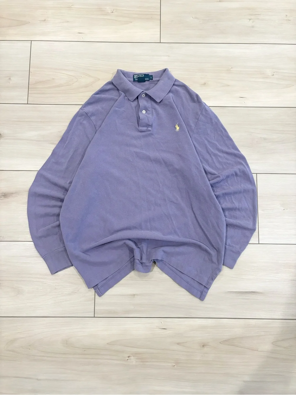 Polo Ralph Lauren Preppy Lavender Long-Sleeve collared Rugby Polo Mens Shirt